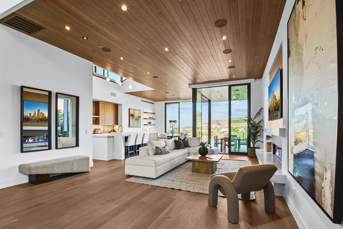 Las Vegas home staging highlights a sleek, open-plan living area. | Utopia Luxury Home Staging & Design