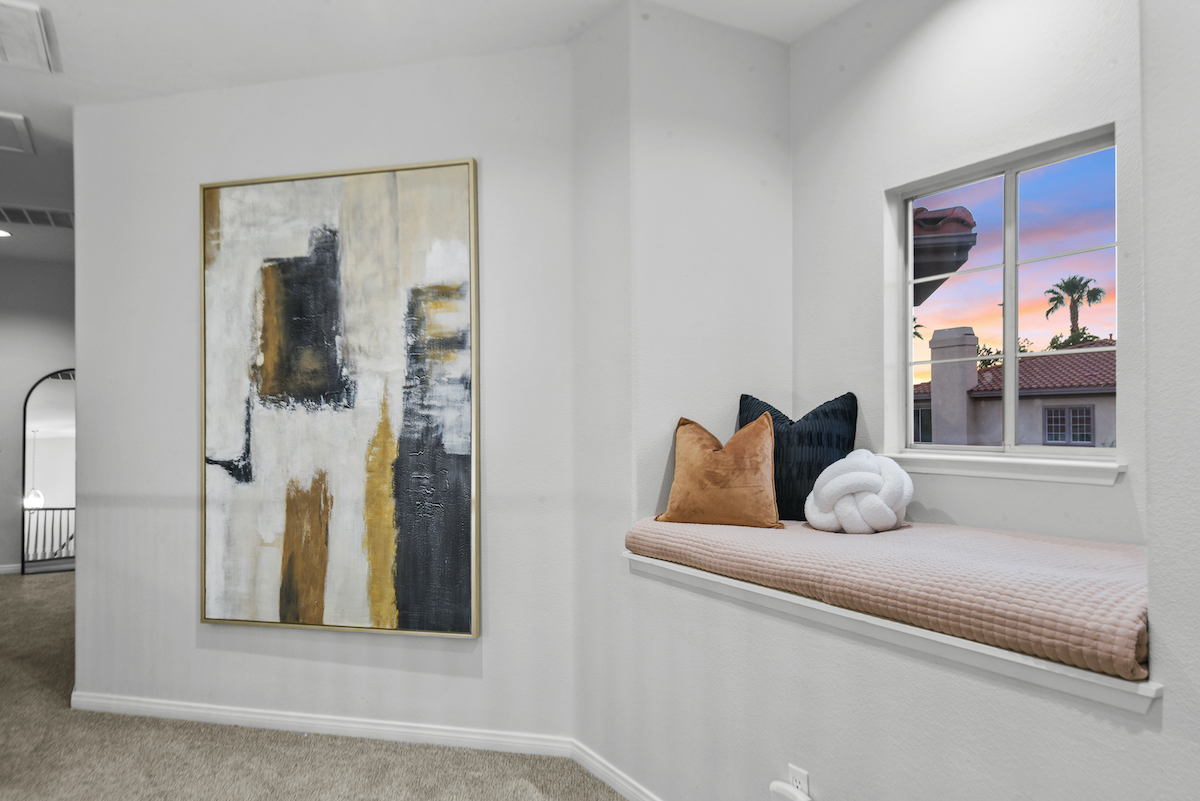 Case Studies 14 | Luxury Home Staging & Design in Las Vegas Stylish luxury home staging Las Vegas in a serene nook with modern art. | Utopia Luxury Home Staging & Design