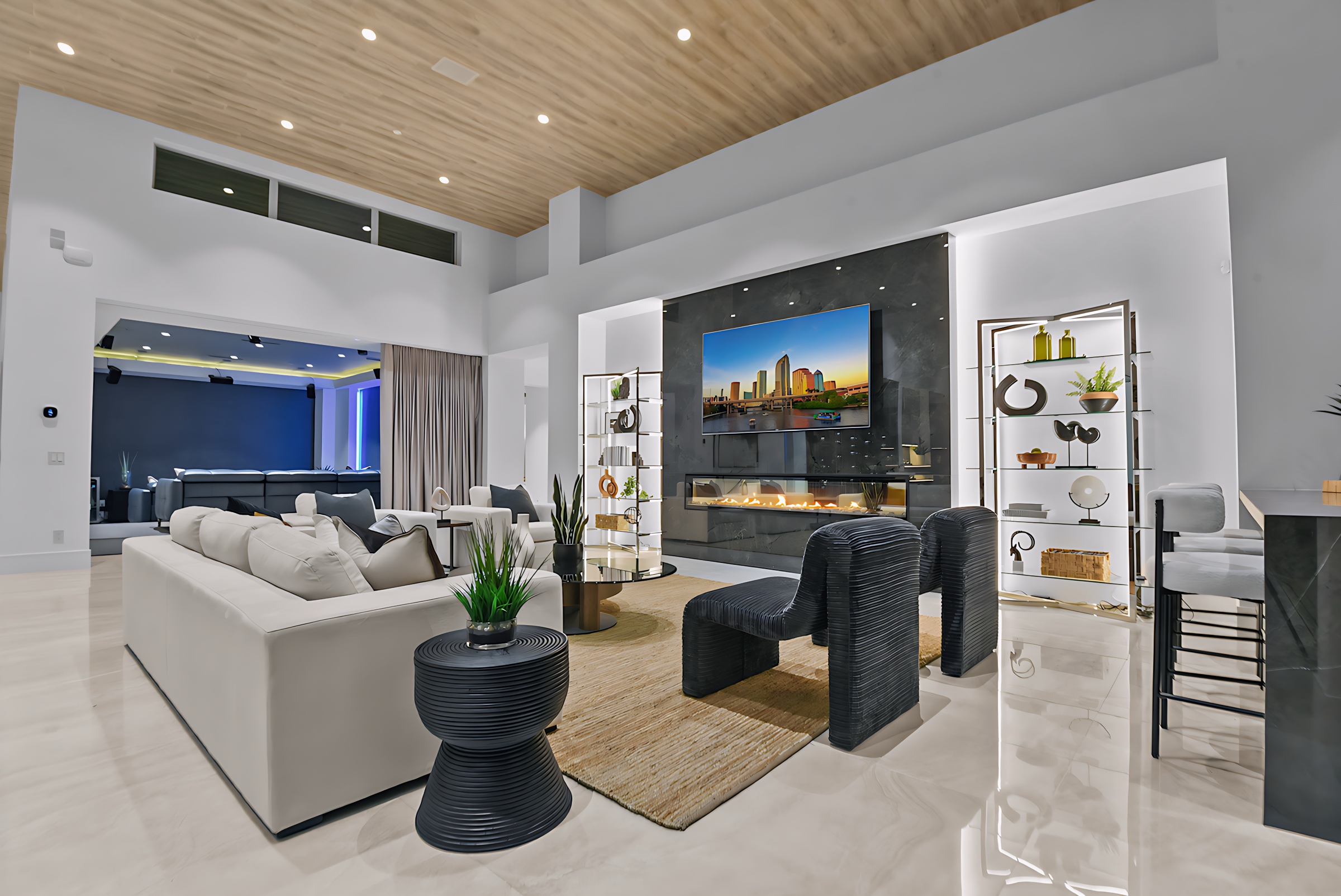 Case Studies 2 | Luxury Home Staging & Design in Las Vegas Luxury home staging Las Vegas living room with modern decor and fireplace. | Utopia Luxury Home Staging & Design