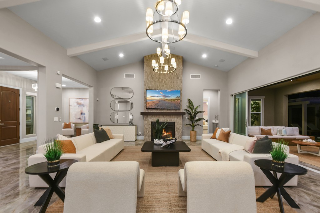 Professionally staged Las Vegas living room showing the quality of furniture and design included in home staging cost