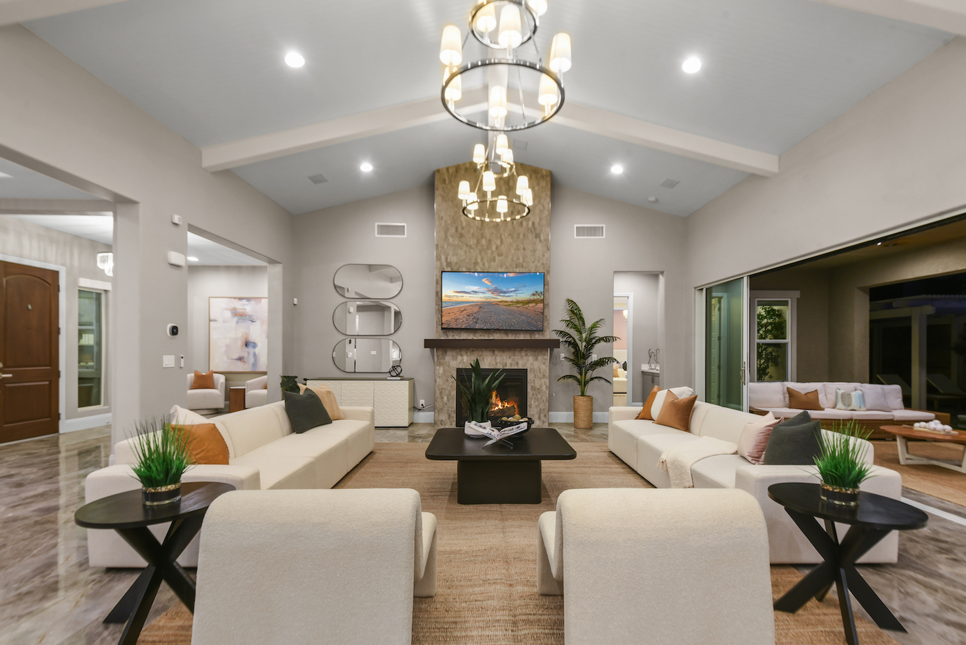 Professionally staged Las Vegas living room showing the quality of furniture and design included in home staging cost