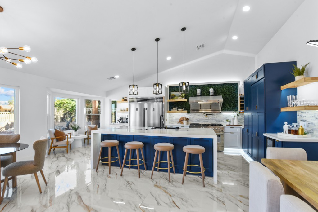 Why January is the Time to Prepare Your Home for Sale 1 | Luxury Home Staging & Design in Las Vegas Renovated Las Vegas kitchen with navy cabinets ready for spring real estate market