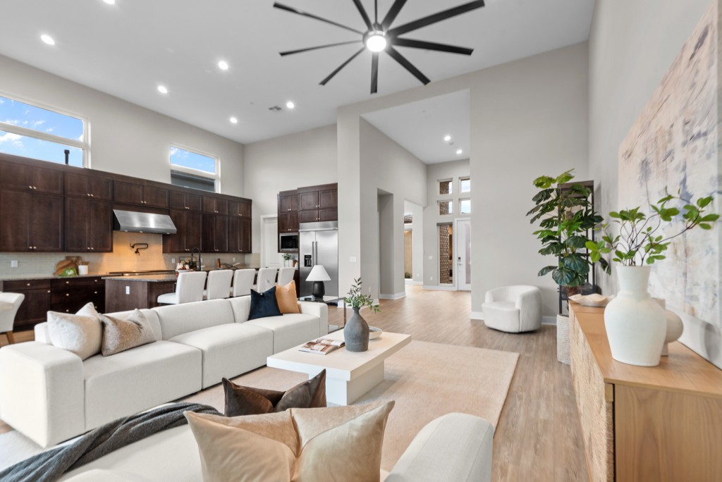 Professionally staged Las Vegas great room showing staging timeline coordination