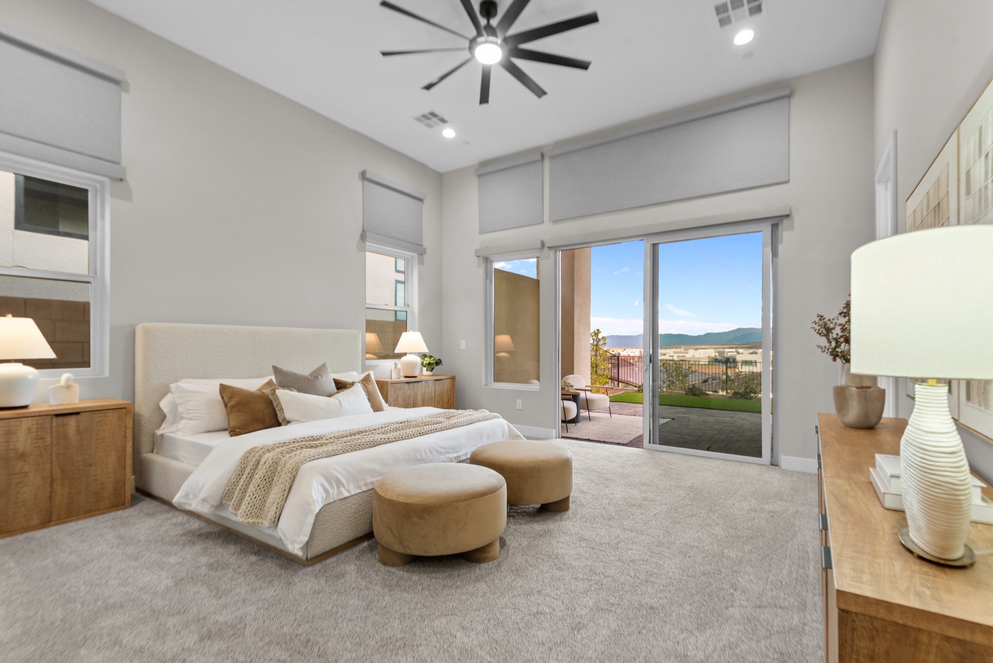 Professionally staged Las Vegas primary bedroom ready for listing photography
