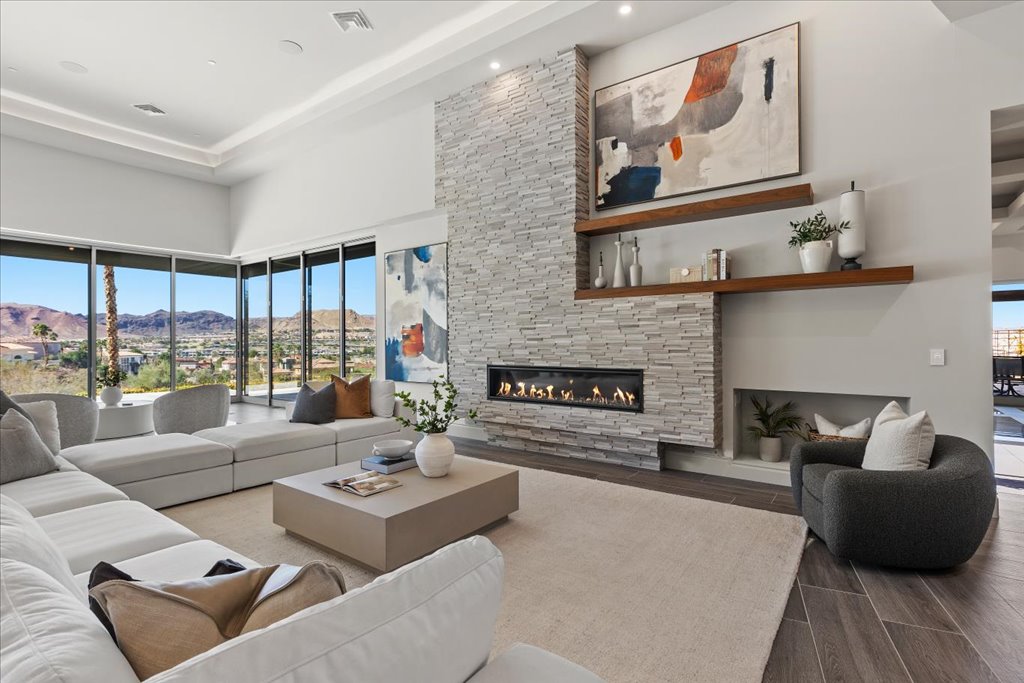 Luxury home staging in a Las Vegas living room illustrating how price point shapes staging strategy