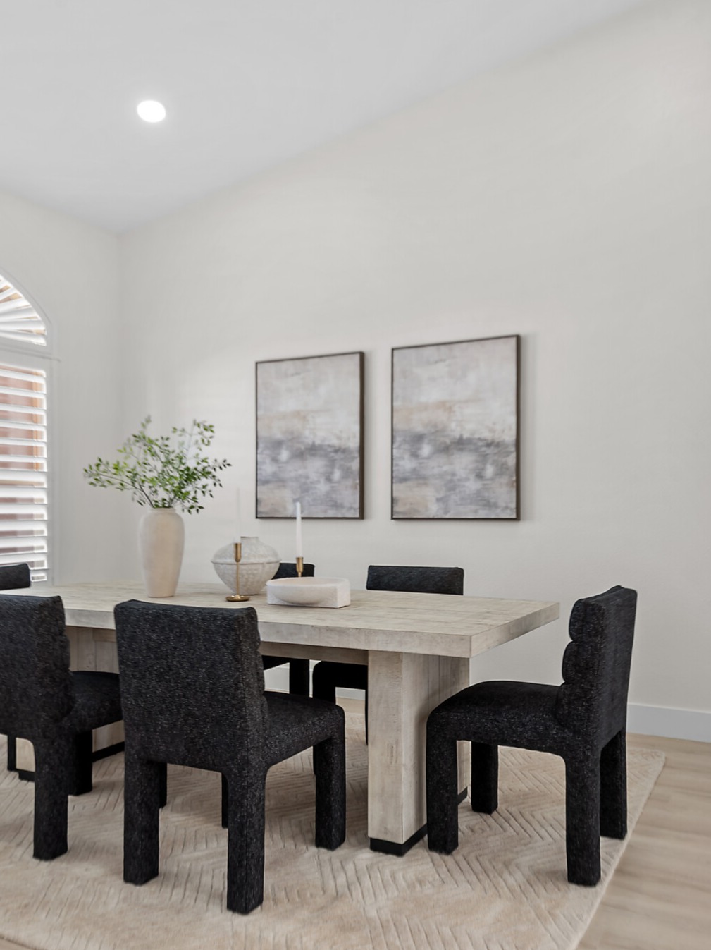 Can You Purchase the Furniture in a Professionally Staged Home? 2 | Luxury Home Staging & Design in Las Vegas Staged dining room in Las Vegas home — how buying staged furniture works with Utopia Home Staging