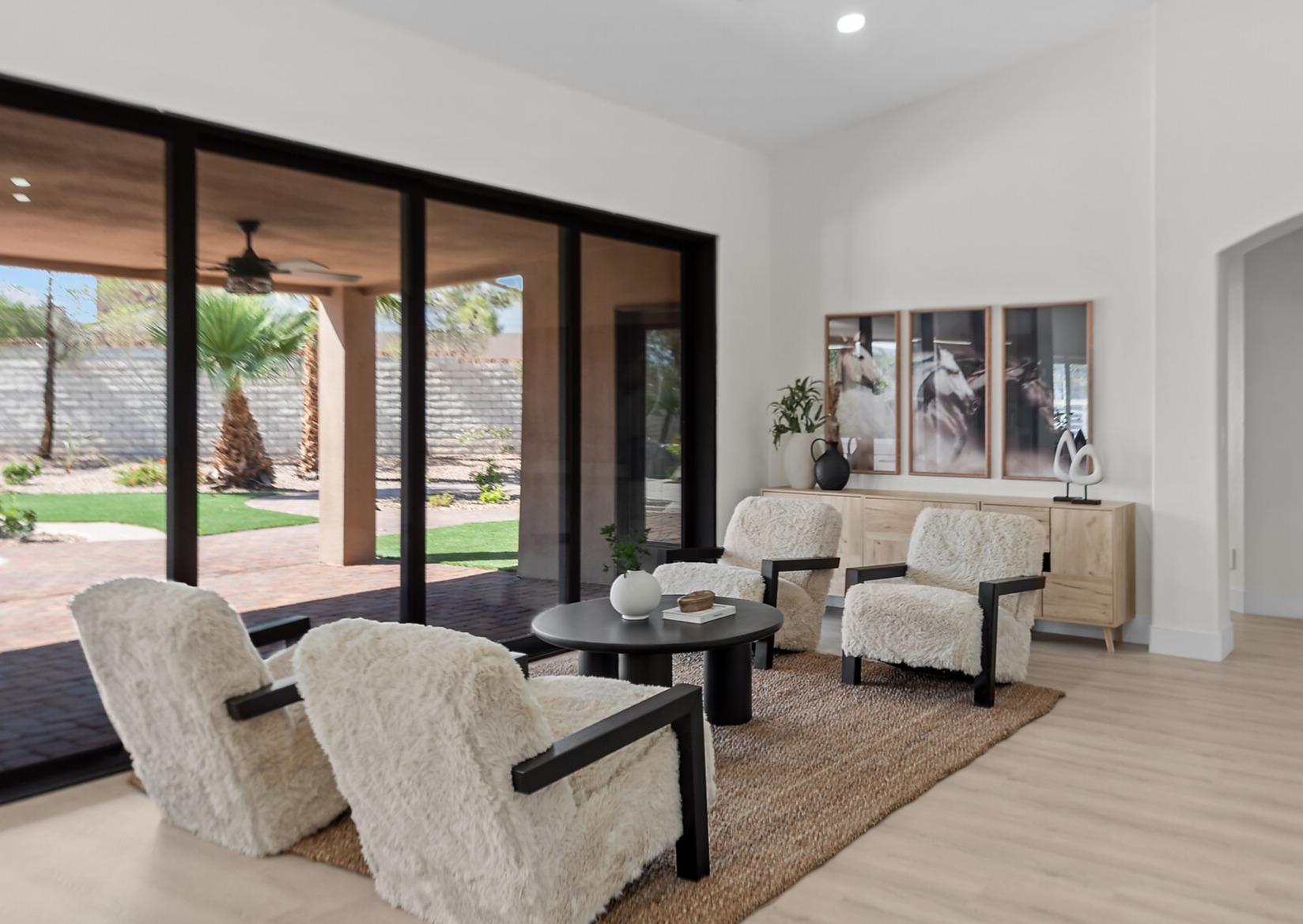 Staged living room at Crystal Cave Drive Las Vegas — buying staged furniture Las Vegas with Utopia Home Staging